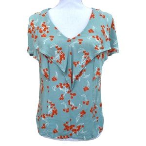 MAEVE by ANTHROPOLOGY Boho Style Cherry Print Top. Size 6